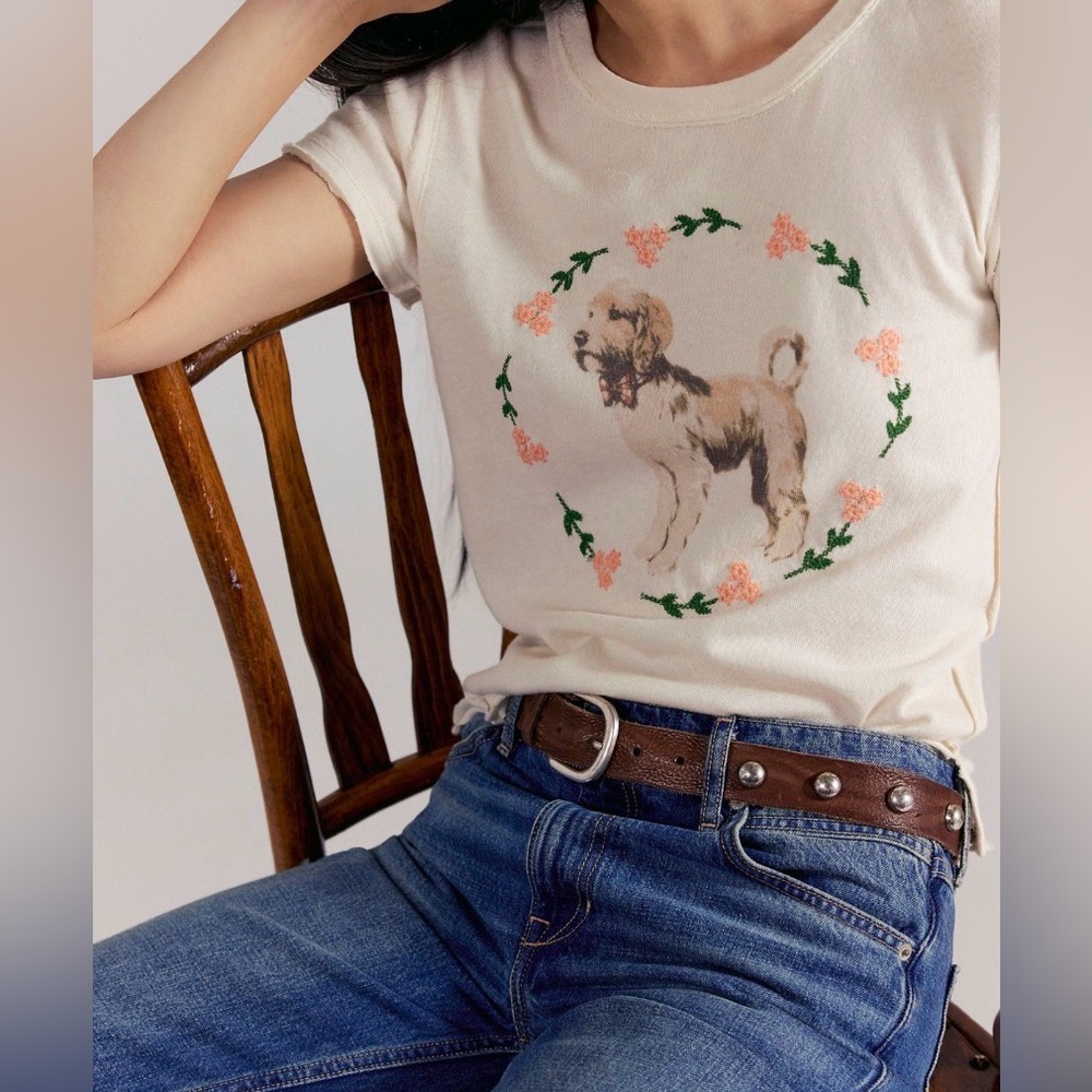 🤍 Free People We The Free Fur Friend Tee Doodle Tee | Size S | NWT